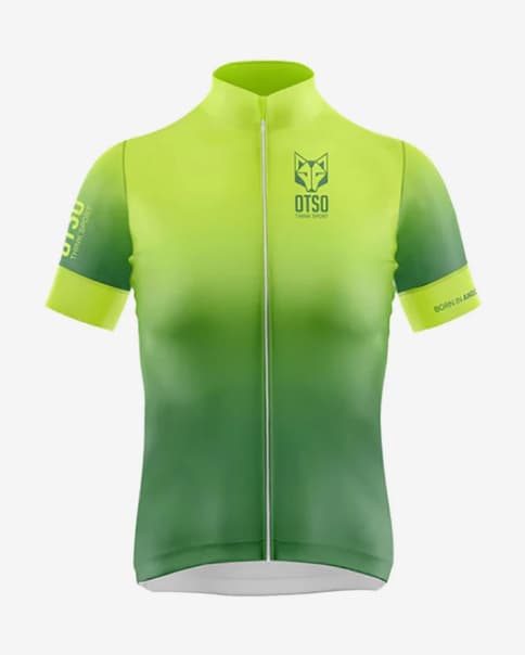 Maillot Otso Cycling manga corta verde amarillo mujer