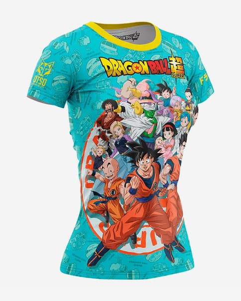 Camiseta Otso Dragon Ball manga corta azul agua rojo mujer
