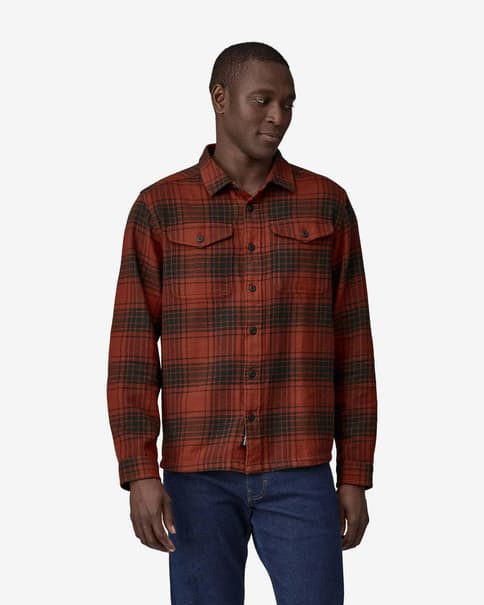 Camisa Patagonia Fjord manga larga rojo negro