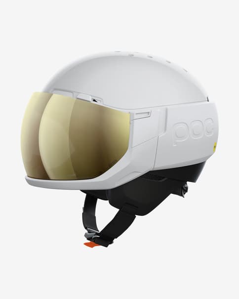 Casco POC Levator MIPS blanco con lente espejada Clarity Comp Low Light