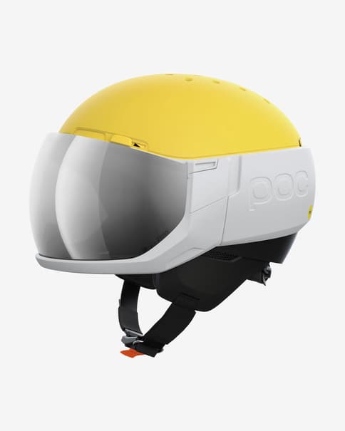 Casco POC Levator MIPS amarillo con lente espejada Clarity Comp Low Light