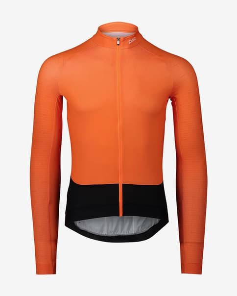 Maillot POC Essential Road manga larga naranja negro