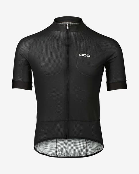 Maillot POC Essential Road Logo manga corta negro blanco