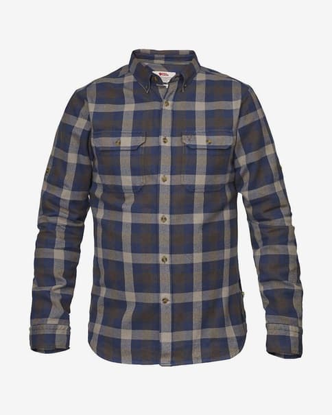 Camisa Fjällräven Skog manga larga gris azul blanco