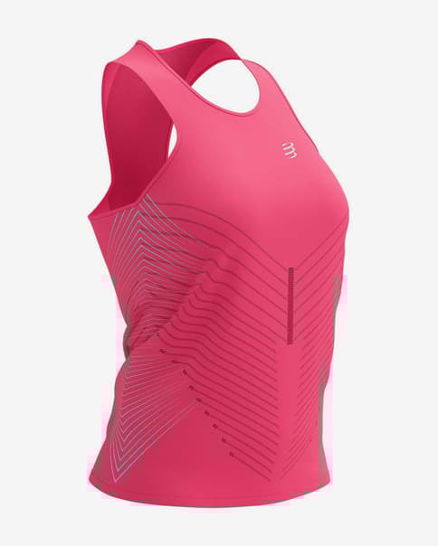 Camiseta Compressport Performance Singlet sin mangas rosa azul claro mujer