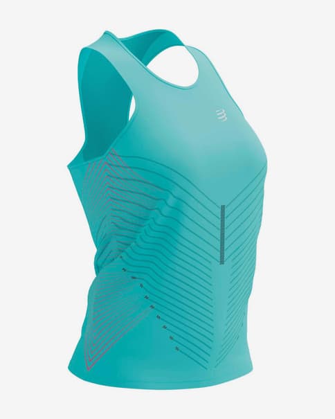 Camiseta Compressport Performance Singlet sin mangas azul claro mujer