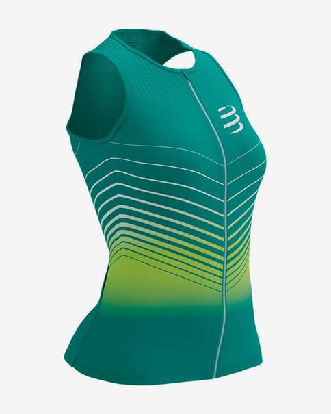 Camiseta Compressport Tri Postural Aero sin mangas azul verde mujer