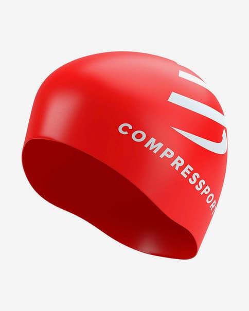 Gorro Compressport Swim rojo blanco