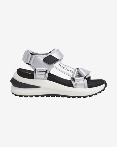 Pepe Jeans Winslove Shine Damen Sandalen silbergrau/schwarz
