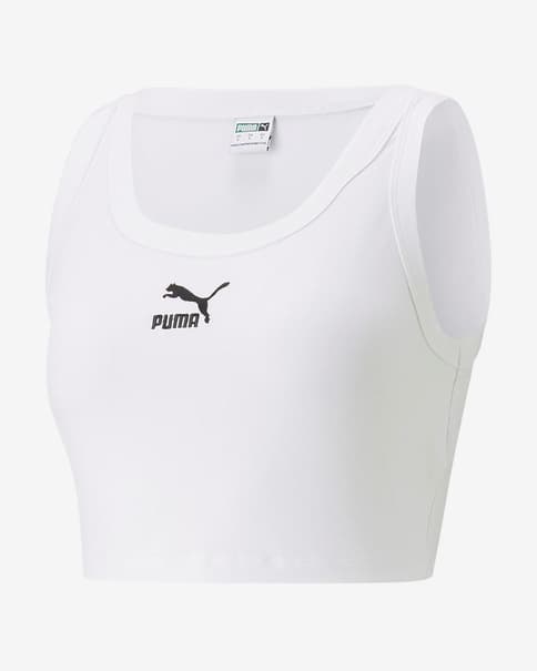 Camiseta Puma Classics Crop sin mangas blanco mujer