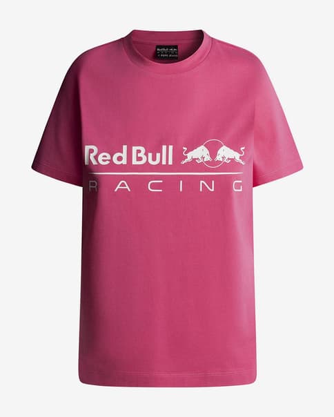 Camiseta Red Bull Racing x Pepe Jeans Standard Fit manga corta rosa fucsia blanco mujer