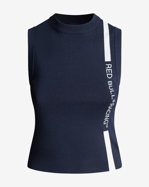 Camiseta Red Bull Racing x Pepe Jeans Race Stripe sin mangas azul marino blanco mujer