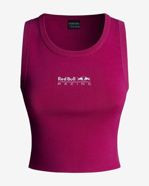 Camiseta Red Bull Racing x Pepe Jeans Knit Logo sin mangas rosa fucsia mujer