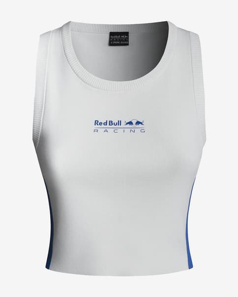 Camiseta Red Bull Racing x Pepe Jeans Knit Logo sin mangas blanco azul mujer