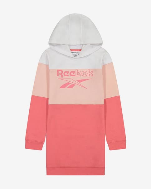 Vestido con capucha Reebok Big Logo Stirpe coral blanco infantil