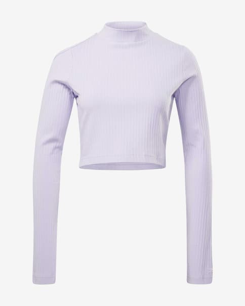 Camiseta Reebok Yoga manga larga lila mujer