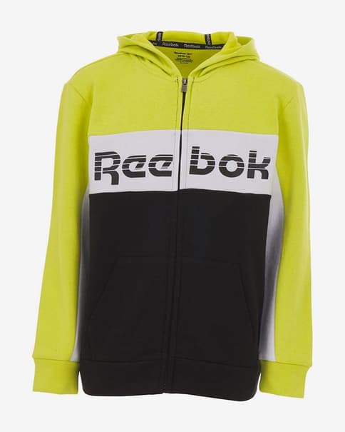 Sudadera con capucha Reebok CVC Brushed Full Zip verde blanco negro niño