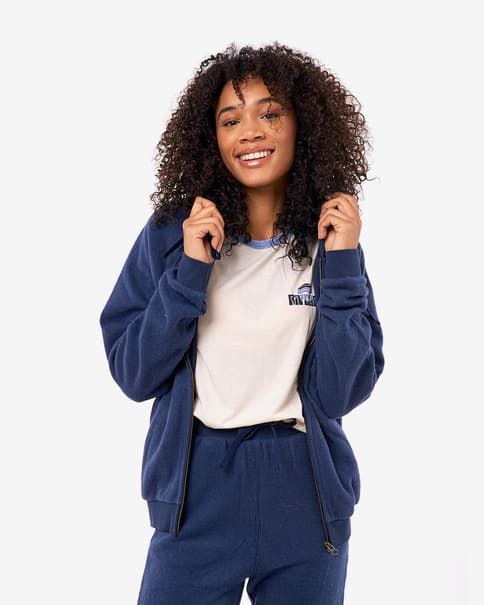 Sweatshirt com capuz Rip Curl New Soft Rib Full Zip azul escuro mulher