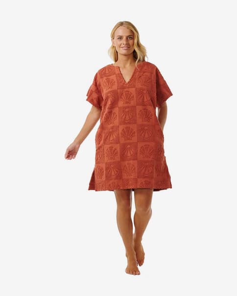 Poncho Rip Curl Holiday vermelho laranja mulher