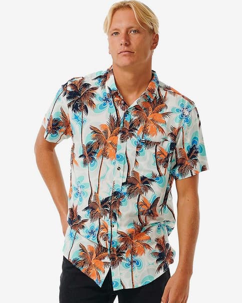Camicia Rip Curl Barrel Killa manica corta bianco arancio blu