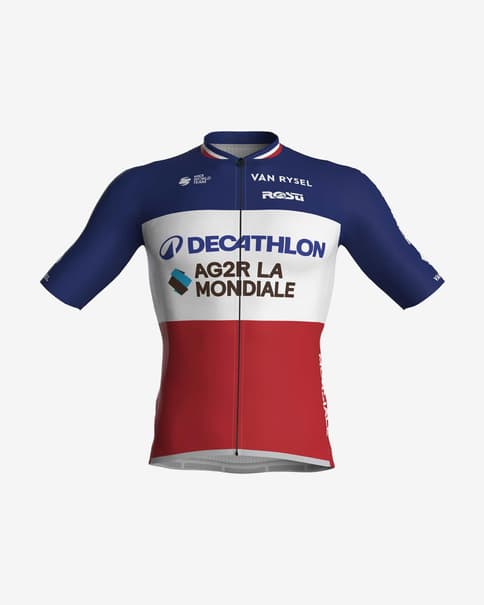 Decathlon-AG2R La Mondiale 2024 Oficial French Champion Kurzarmtrikot blau rot weiß