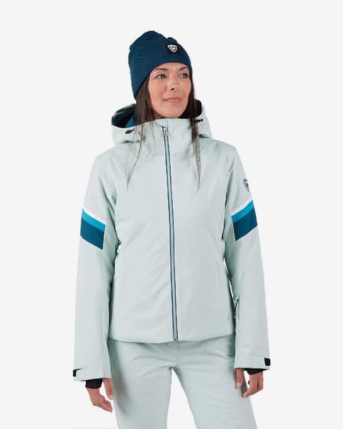 Chaqueta con capucha Rossignol Strawpile gris claro azul mujer