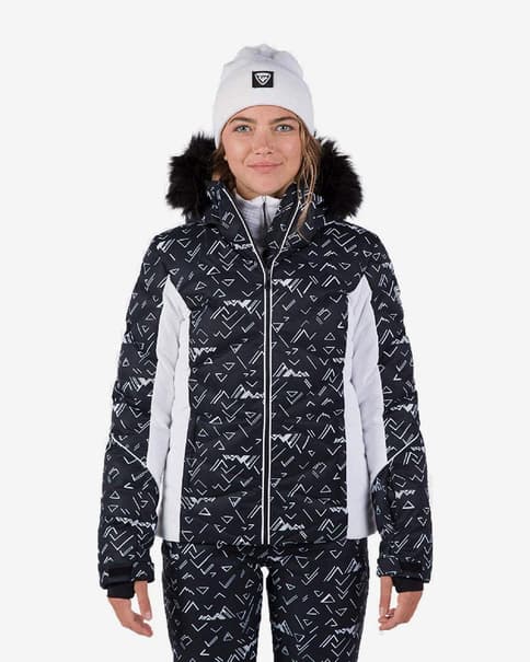 Chaqueta con capucha Rossignol Staci Puffy negro puro blanco mujer