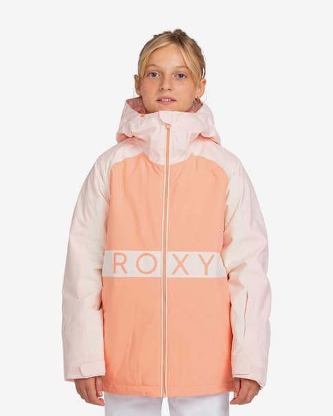 Chaqueta con capucha Roxy Snowmist naranja claro blanco infantil