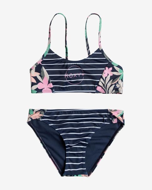 Bikini Roxy Ilacabo Active Bralette azul marino rosa verde niña