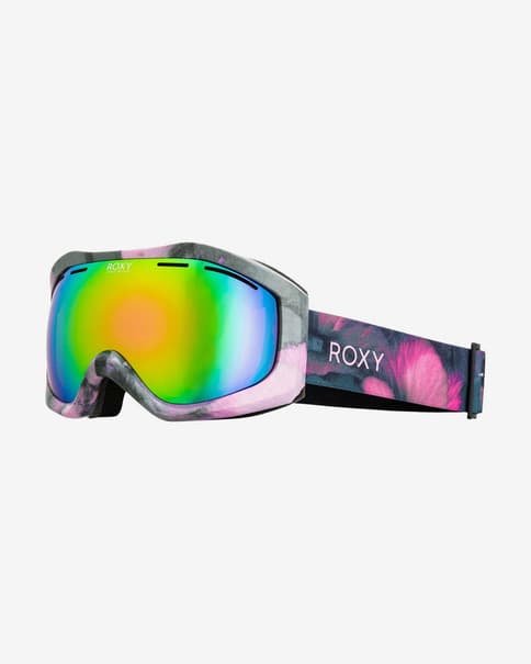 Máscara Roxy Sunset rosa con lentes espejadas verde