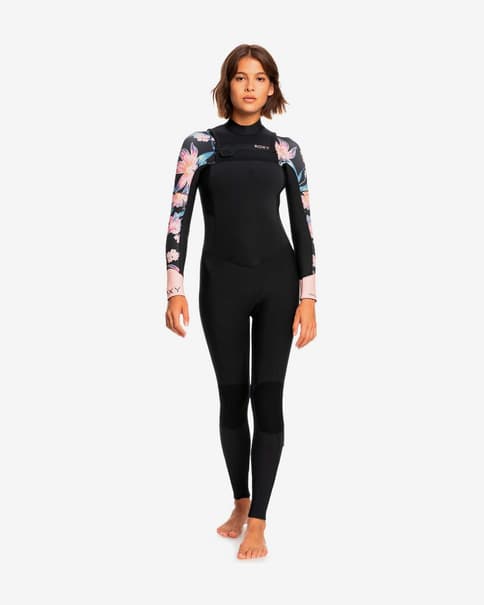 Traje neopreno Roxy Swell Series 4/3 mm negro rosa azul mujer