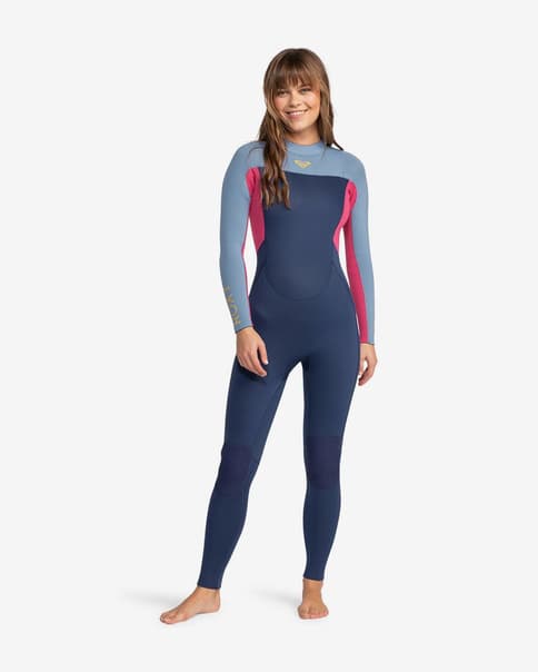 Traje neopreno Roxy Performance 4/3 mm azul claro oscuro rosa mujer