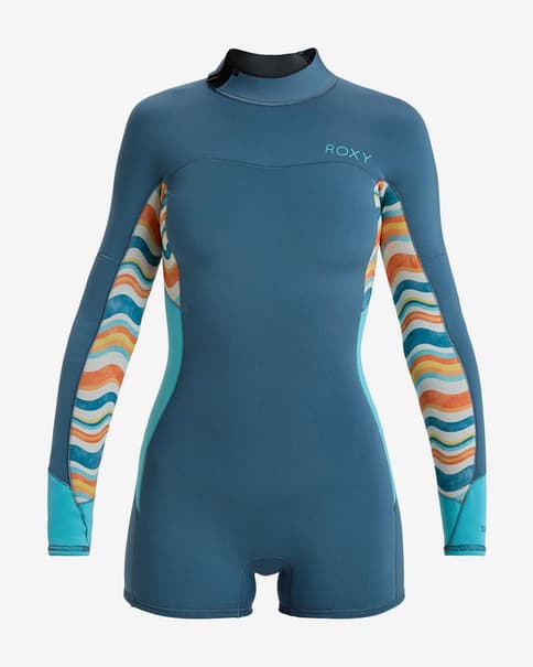 Traje neopreno Roxy Swell Series 2 mm azul turquesa oscuro naranja mujer