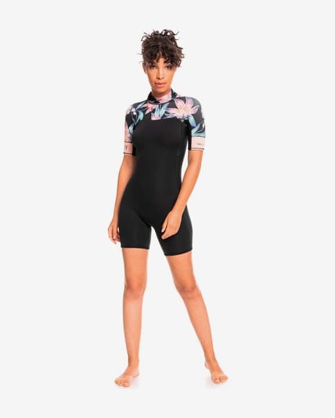 Traje neopreno corto Roxy Swell Series 2/2 mm negro azul rosa mujer