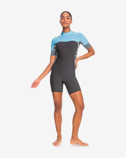 Traje neopreno corto Roxy Swell Series 2/2 mm gris azul blanco mujer