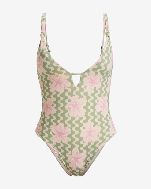 Bañador Roxy Marinha Hibiscus Daze One Piece verde rosa mujer