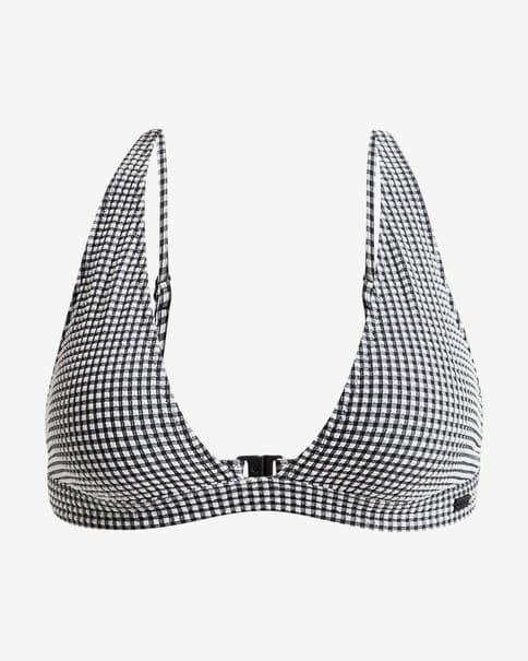 Top bikini Roxy Gingham Elongated Tri negro blanco mujer