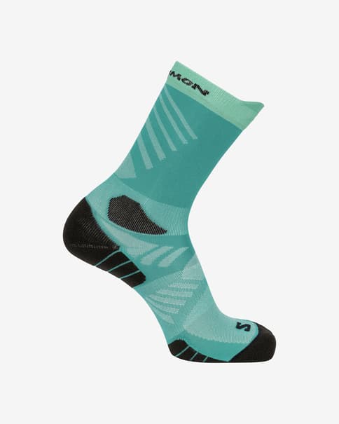 Calcetines Salomon Aero Crew verde turquesa