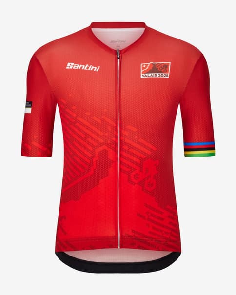 Maillot Santini 2025 UCI MTB World Championships - Valais manga corta rojo