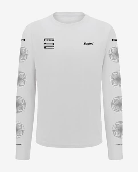 Camiseta Santini X Pirelli Wheel manga larga blanco