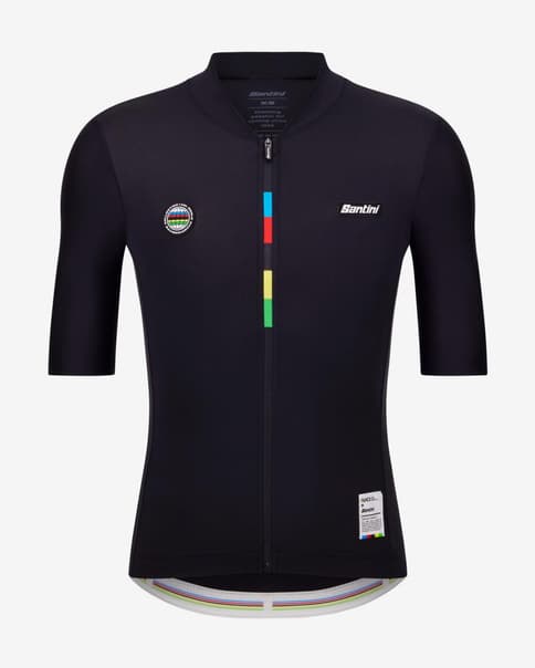 Maillot Santini x UCI World Champion manches courtes noir - Coupe Slim