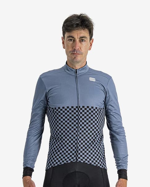 Maillot Sportful Checkmate manga larga azul marino claro negro