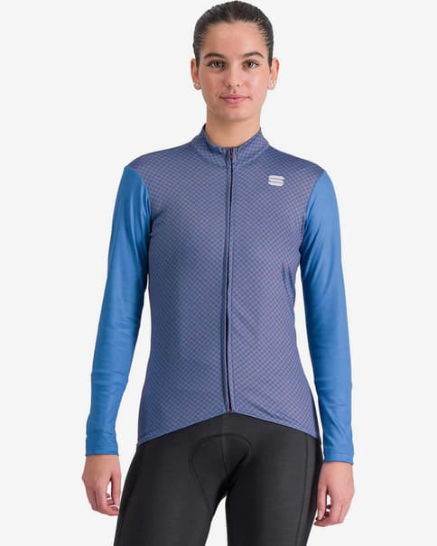 Maillot Sportful Checkmate Thermal manga larga azul luminoso mujer