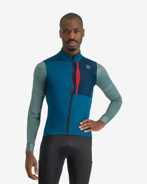 Maillot Sportful SuperGiara Thermal manga larga azul mate verde