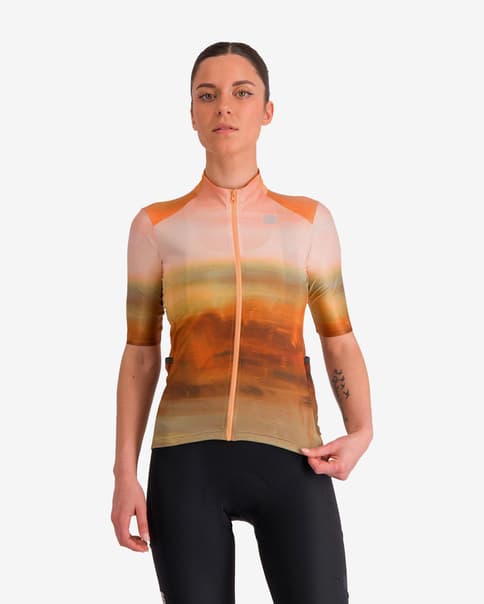 Maillot Sportful Flow SuperGiara manga corta pardo naranja blanco mujer
