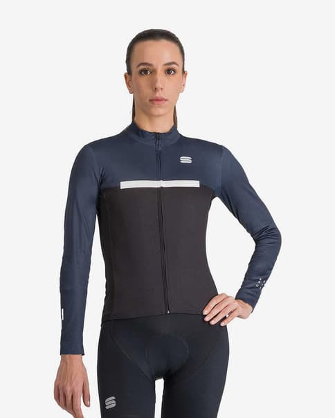 Maillot Sportful Pista Thermal manga larga azul marino negro mujer
