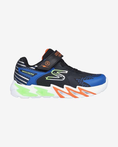 Skechers S Lights Flex-Glow Bolt Kinder Sneaker elektrisch-blau/schwarz/grün