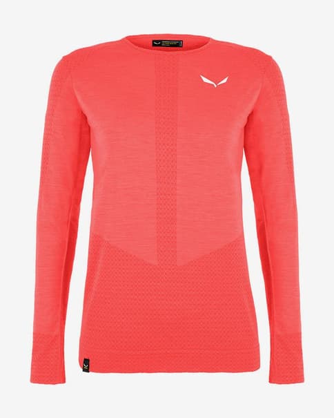 Camiseta Salewa Zebru Alpine Wool Responsive manga larga rosa mujer