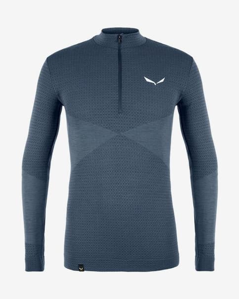 Camiseta interior Salewa Zebru Responsiv Half Zip manga larga azul oscuro