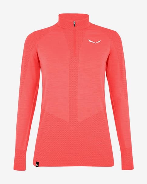 Camiseta interior Salewa Zebru Alpine Wool Responsive Half Zip manga larga rosa mujer